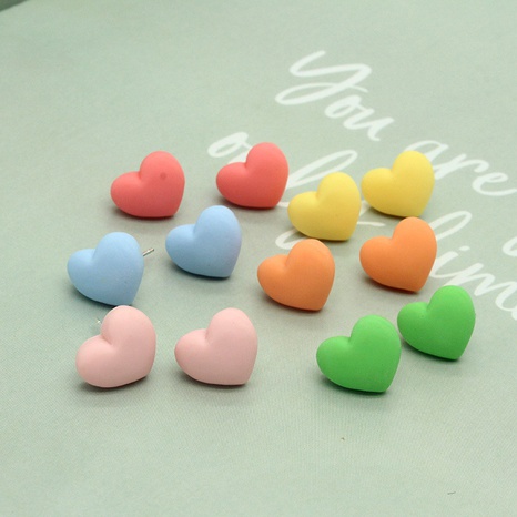 Korean cute candy color resin three-dimensional heart earrings  NHGO522445's discount tags