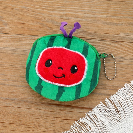 cute creative cartoon fabric watermelon smiley face purse coin purse portable coin bag's discount tags