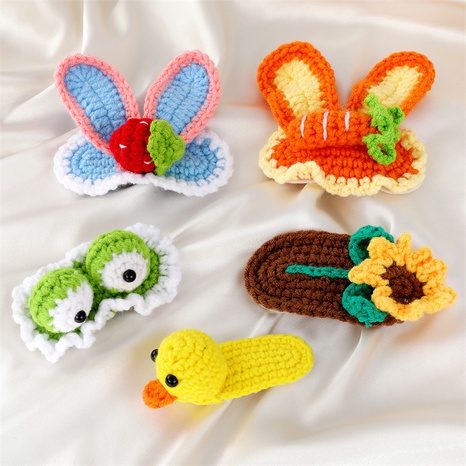 Cute Wool Knitted Hairpin Cartoon Animal Ears Little Yellow Duck Hairpin BB Clip's discount tags