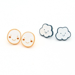 cute personality smiley face cloud earrings creative cartoon earrings