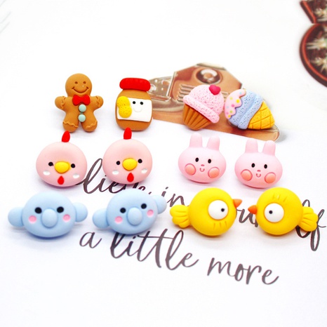 Korea cute resin cartoon animal earrings elephant chick ice cream earrings's discount tags