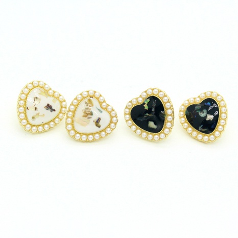 retro black white pearl earrings Korean heart earrings's discount tags