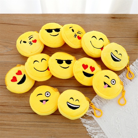 Korean personality cute plush cartoon round smiley coin purse's discount tags