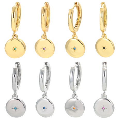 minimalist diamond-studded earrings round pendant plain earrings's discount tags
