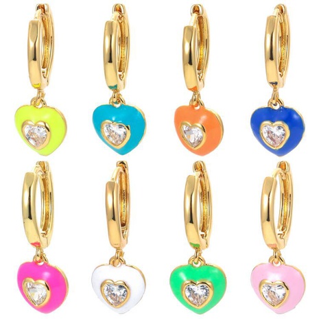micro-inlaid zircon drop oil earrings simple heart earrings's discount tags