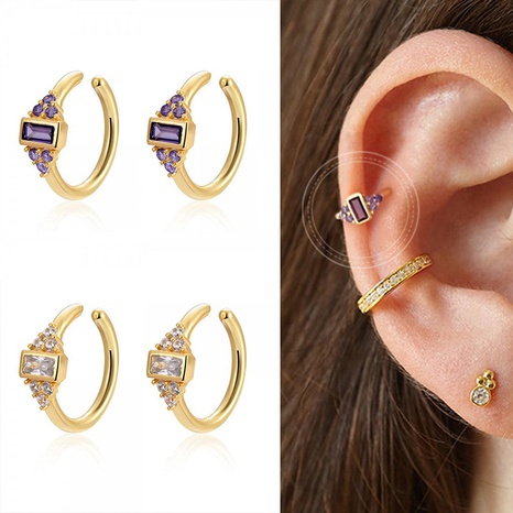 European and American fashion temperament copper ear clip popular zircon inlaid wild 18k gold ear buckle's discount tags