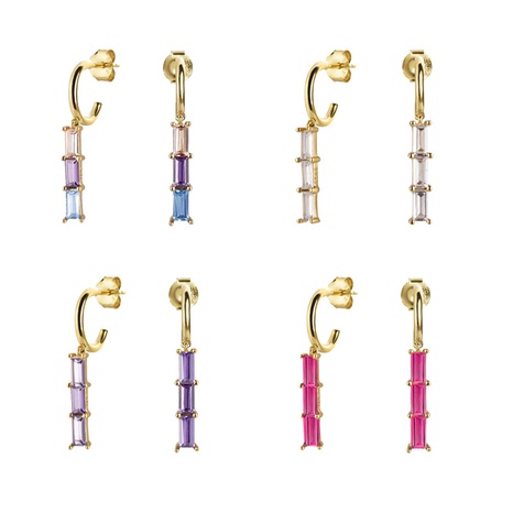 European and American rectangular zircon earrings geometric earrings's discount tags