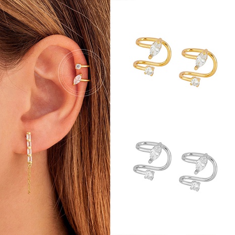 fashion simple double layer non-pierced copper ear clip 18k single ear bone clip's discount tags
