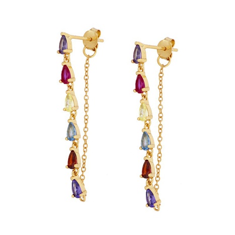 European and American long tassel color zircon earrings's discount tags