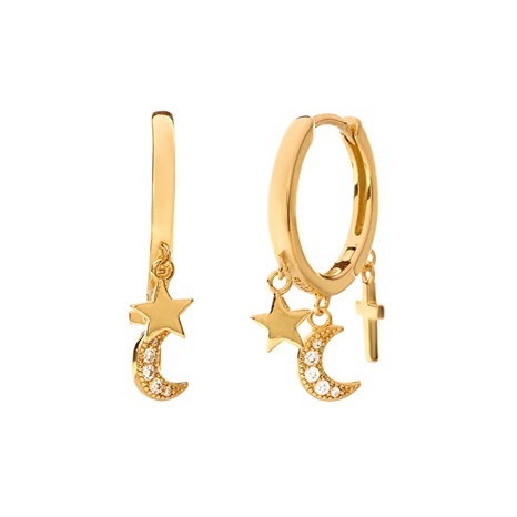 European and American star moon cross geometric earrings diamond ear buckle's discount tags