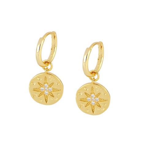 European and American Fashion Round Earrings Star Micro Inlaid Zircon Earrings's discount tags