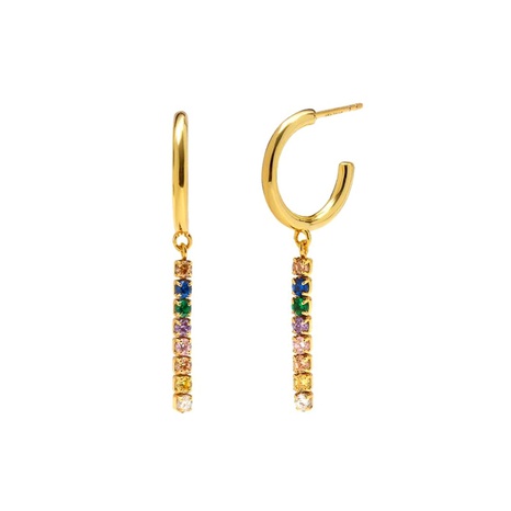 European and American color diamond rainbow earrings long ear buckle's discount tags