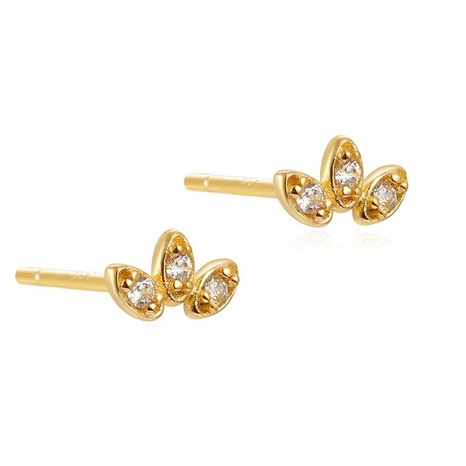 simple fashion flower-shaped leaf inlaid zircon copper earrings's discount tags