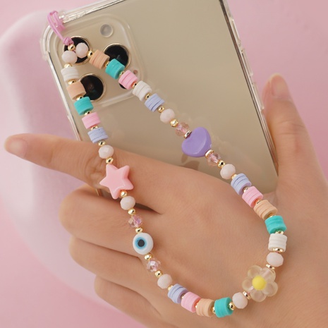 bohemian style colored soft ceramic crystal beads mobile phone strap's discount tags