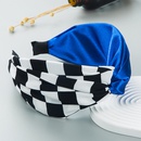 new style black and white checkerboard pure color fabric knotted contrast color stitching headbandpicture8