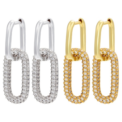 single-sided diamond geometric rectangular jewelry copper earrings's discount tags