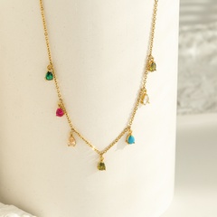 collier arc-en-ciel en forme de goutte de zircon micro-incrusté bijoux collier de zircon coloré