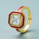 Farbe tropfendes l Kupfergrad Gold eingelegter Zirkonring weiblicher quadratischer Zeigefingerringpicture18