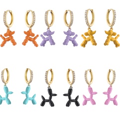 balloon dog earrings color spray paint puppy pendant earrings copper jewelry