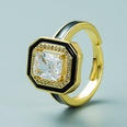 Farbe tropfendes l Kupfergrad Gold eingelegter Zirkonring weiblicher quadratischer Zeigefingerringpicture24