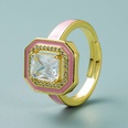 Farbe tropfendes l Kupfergrad Gold eingelegter Zirkonring weiblicher quadratischer Zeigefingerringpicture25