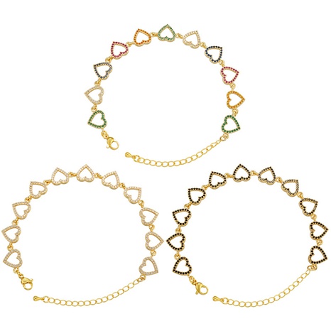 couple color diamond micro-inlaid love heart zircon bracelet's discount tags