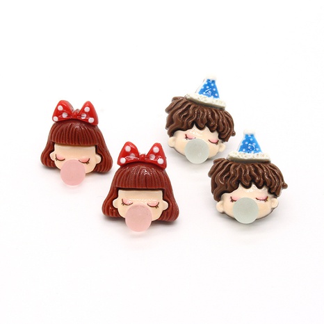 cute resin blowing bubble boy girl shape earrings creative cartoon earrings's discount tags
