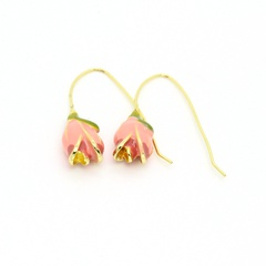 retro fashion pink tulip metal simple flower ear hook jewelry