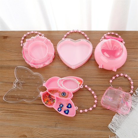 cute pink plastic heart-shaped butterfly jewelry storage box's discount tags