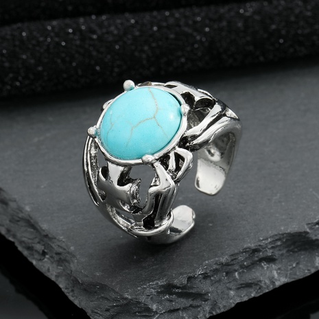 retro trend punk ring resin texture sapphire open ring's discount tags