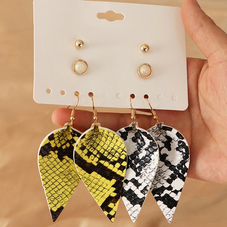 water drop PU leather retro snakeskin pattern female earrings's discount tags
