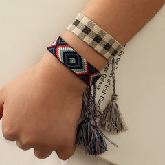 Bohemian ethnic style handmade letter embroidery tassel braided bracelet