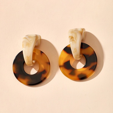 ethnic  tortoiseshell resin geometric irregular leopard earrings's discount tags