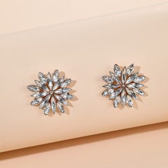 romantic inlaid diamond geometric flower full diamond earrings