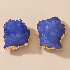 boucles d'oreilles irrégulières géométriques en pierre naturelle imitation bleue à la mode
