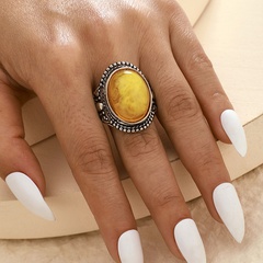 ethnic jewelry imitation yellow gem inlaid ring