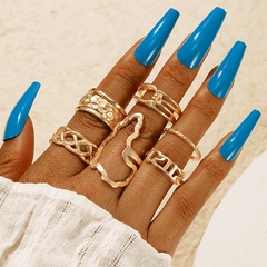 European and American alloy hollow ring five-piece geometric irregular number ring set