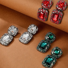 simple earrings inlaid imitation gemstone earrings geometric earrings