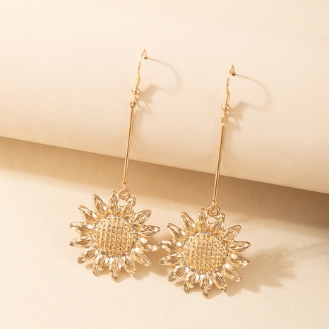 simple fashion earrings alloy sunflower ear hook geometric irregular flower earrings's discount tags