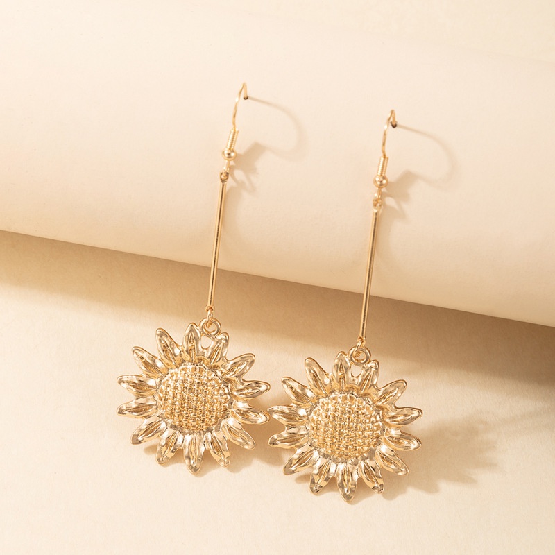 simple fashion earrings alloy sunflower ear hook geometric irregular flower earrings