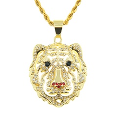 hip-hop full-drilled lion head pendant necklace jewelry hip-hop bungee sweater chain