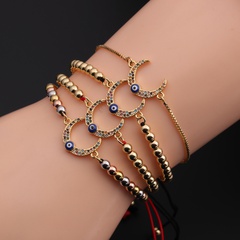 adjustable blue eye copper plated real gold moon bracelet