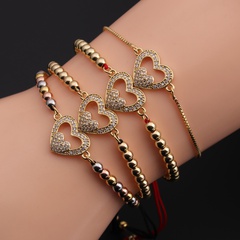 simple adjustable love-shaped bracelet female Copper zircon bracelet