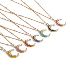 star pendant with jewelry copper zircon drip oil multicolor moon necklace