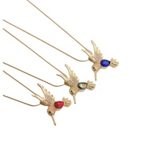 Geometric copper zircon jewelry new fashion bird pendant necklace