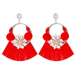 exaggerated large retro ethnic autumn and winter tassel earrings