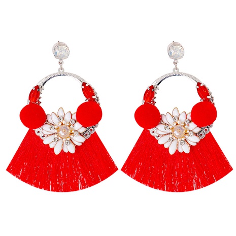 exaggerated large retro ethnic autumn and winter tassel earrings's discount tags