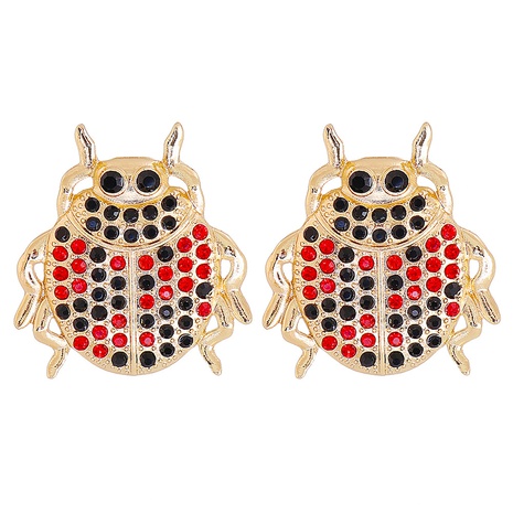 new ladybug insect shape alloy diamond earrings European and American jewelry's discount tags