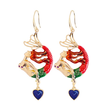 drip fish retro personality creative mermaid blue heart earrings's discount tags