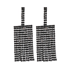 claw chain alloy diamond rhinestone geometric long tassel earrings